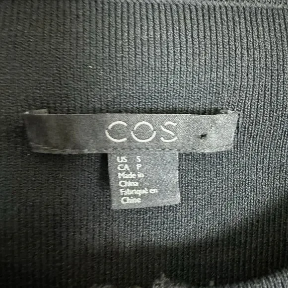 COS Women’s Zip Crew Neck Black Cardigan Sweater Size Small - Picture 7 of 9